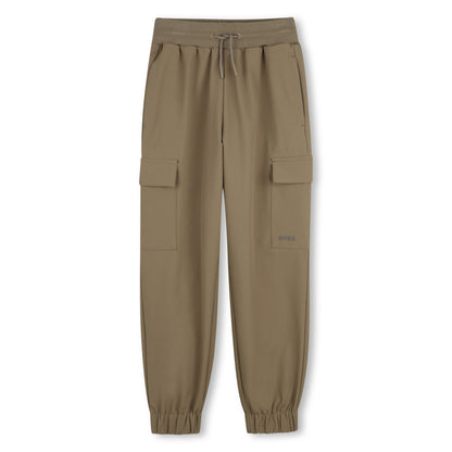 Boys Stretchy Cargo Joggers in Dark Stone Hugo Boss