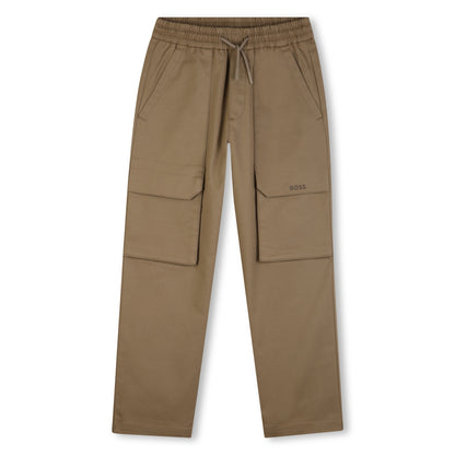 Cotton Cargo Pants with Elastic Waist and Drawcord Hugo Boss