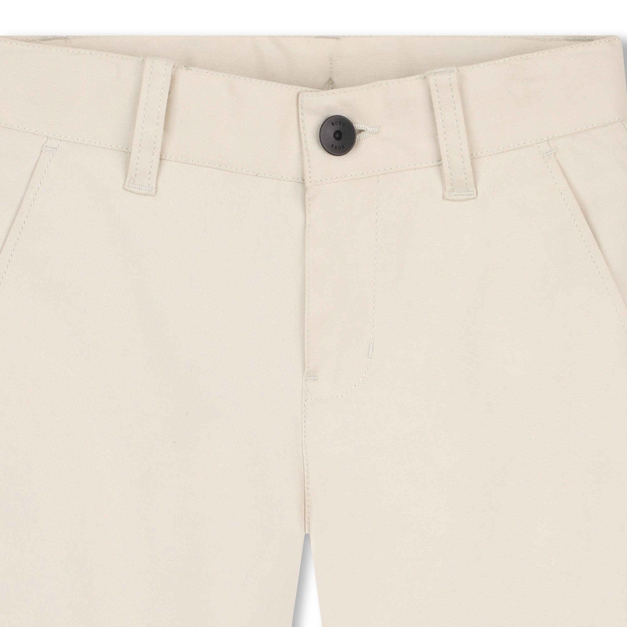 Cotton Chino Shorts with Turned-Up Hem Hugo Boss