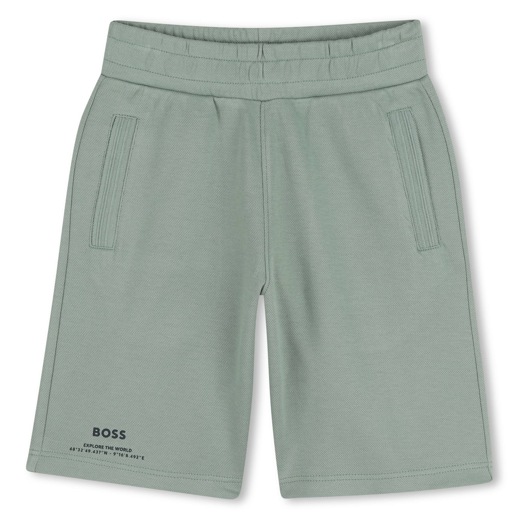Boys Piqué Logo Jogging Shorts in Sage Green Hugo Boss