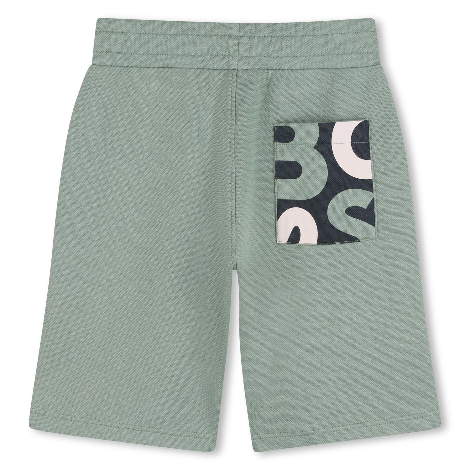 Boys Piqué Logo Jogging Shorts in Sage Green Hugo Boss