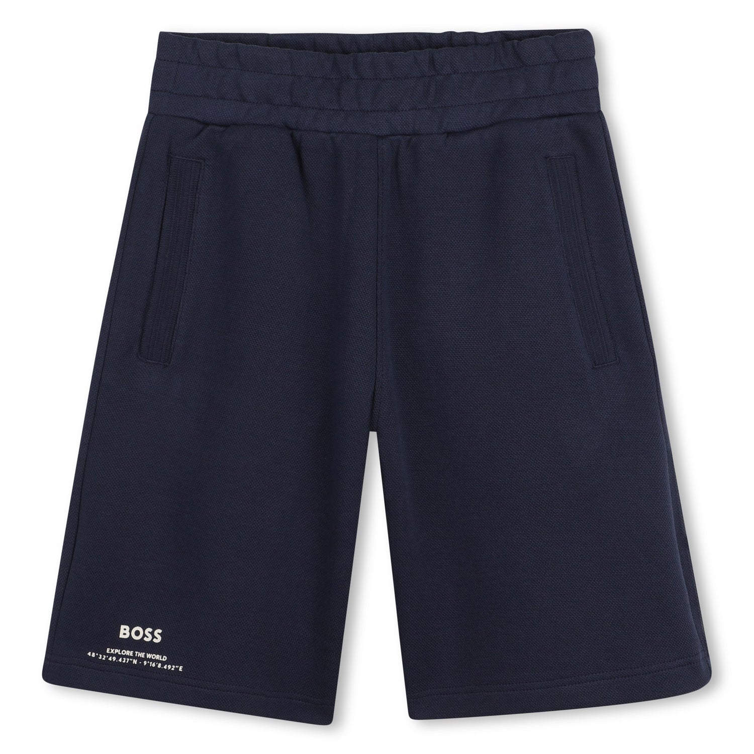 Boys Piqué Logo Jogging Shorts in Navy Hugo Boss