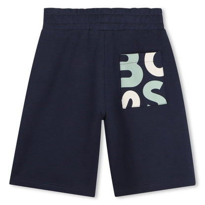 Boys Piqué Logo Jogging Shorts in Navy Hugo Boss