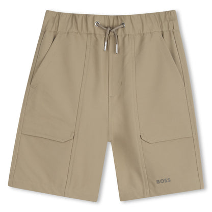 Boys Side-Stripe Stretchy Bermuda Shorts in Navy Hugo Boss