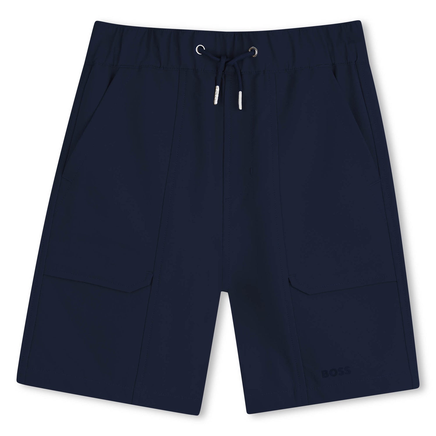Boys Side-Stripe Stretchy Bermuda Shorts in Navy Hugo Boss