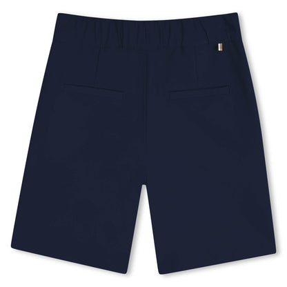 Boys Side-Stripe Stretchy Bermuda Shorts in Navy Hugo Boss