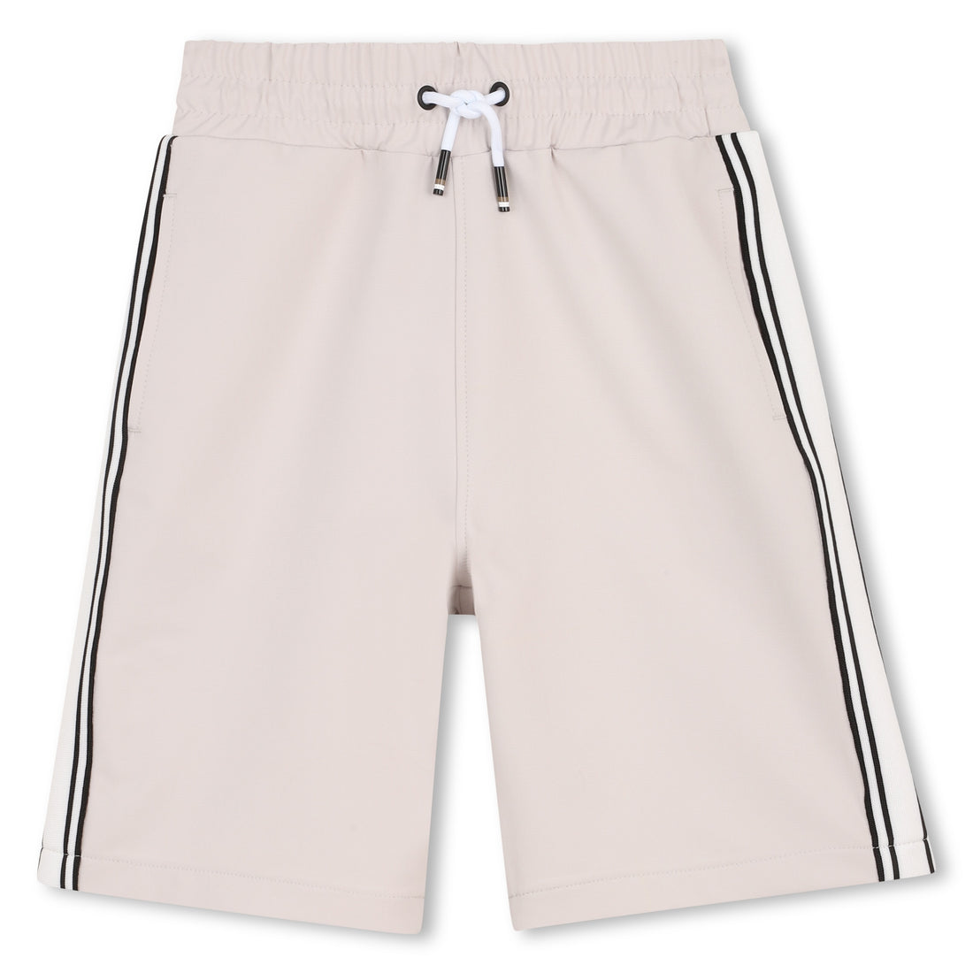 Boys Side-Stripe Stretchy Bermuda Shorts in Stone Hugo Boss