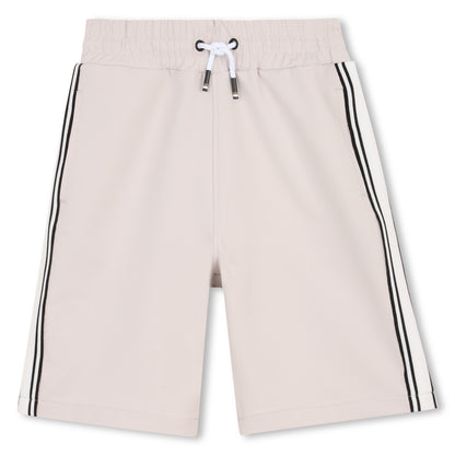 Boys Side-Stripe Stretchy Bermuda Shorts in Stone Hugo Boss