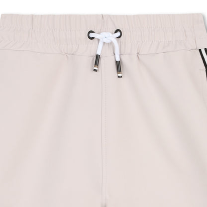 Boys Side-Stripe Stretchy Bermuda Shorts in Stone Hugo Boss