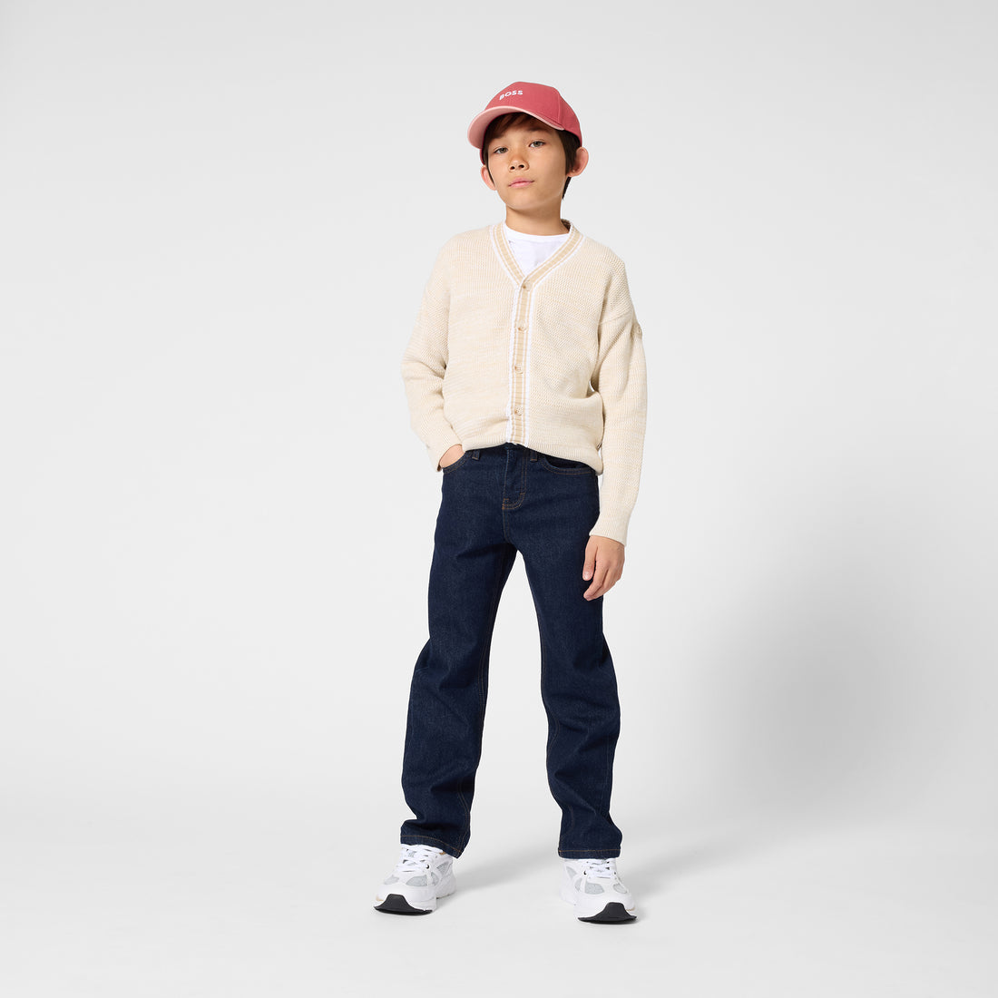 Cotton Knit Cardigan with Button Front Hugo Boss