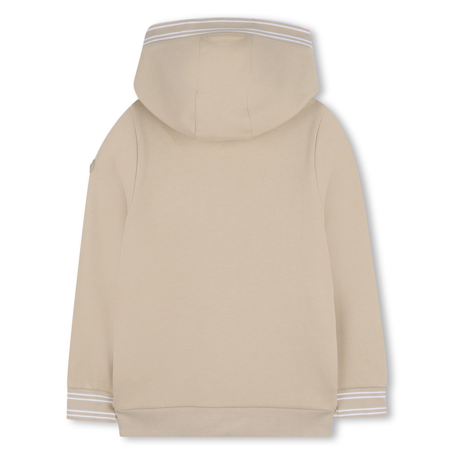 Boys Piqué Hooded Cardigan in Beige Hugo Boss
