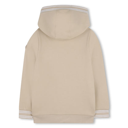 Boys Piqué Hooded Cardigan in Beige Hugo Boss