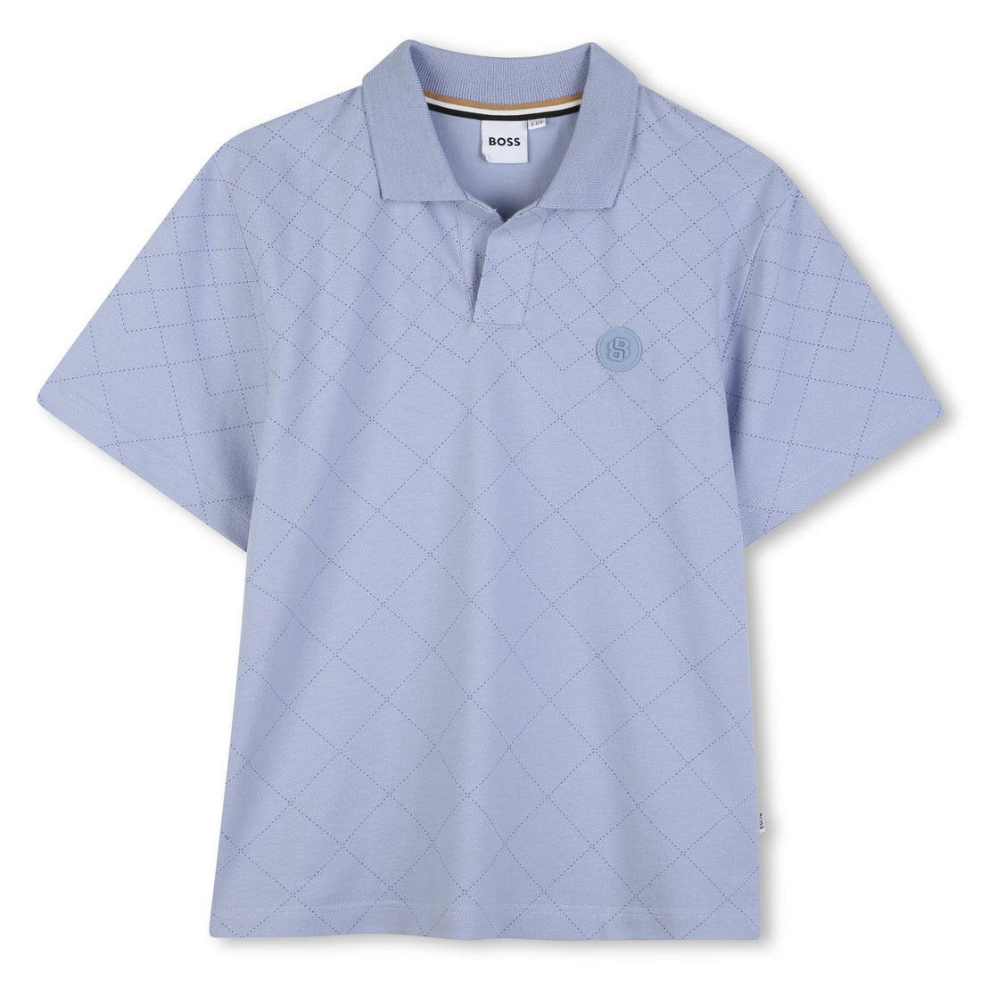 Boys Quilted Cotton Piqué Polo Shirt in Blue Hugo Boss