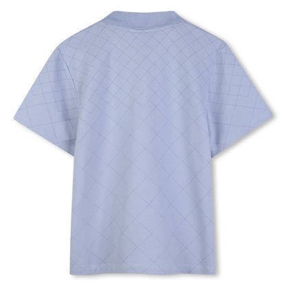 Boys Quilted Cotton Piqué Polo Shirt in Blue Hugo Boss