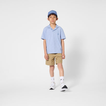 Boys Quilted Cotton Piqué Polo Shirt in Blue Hugo Boss