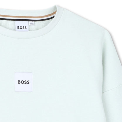 Boys Logo Fleece Sweatshirt in Mint Green Hugo Boss