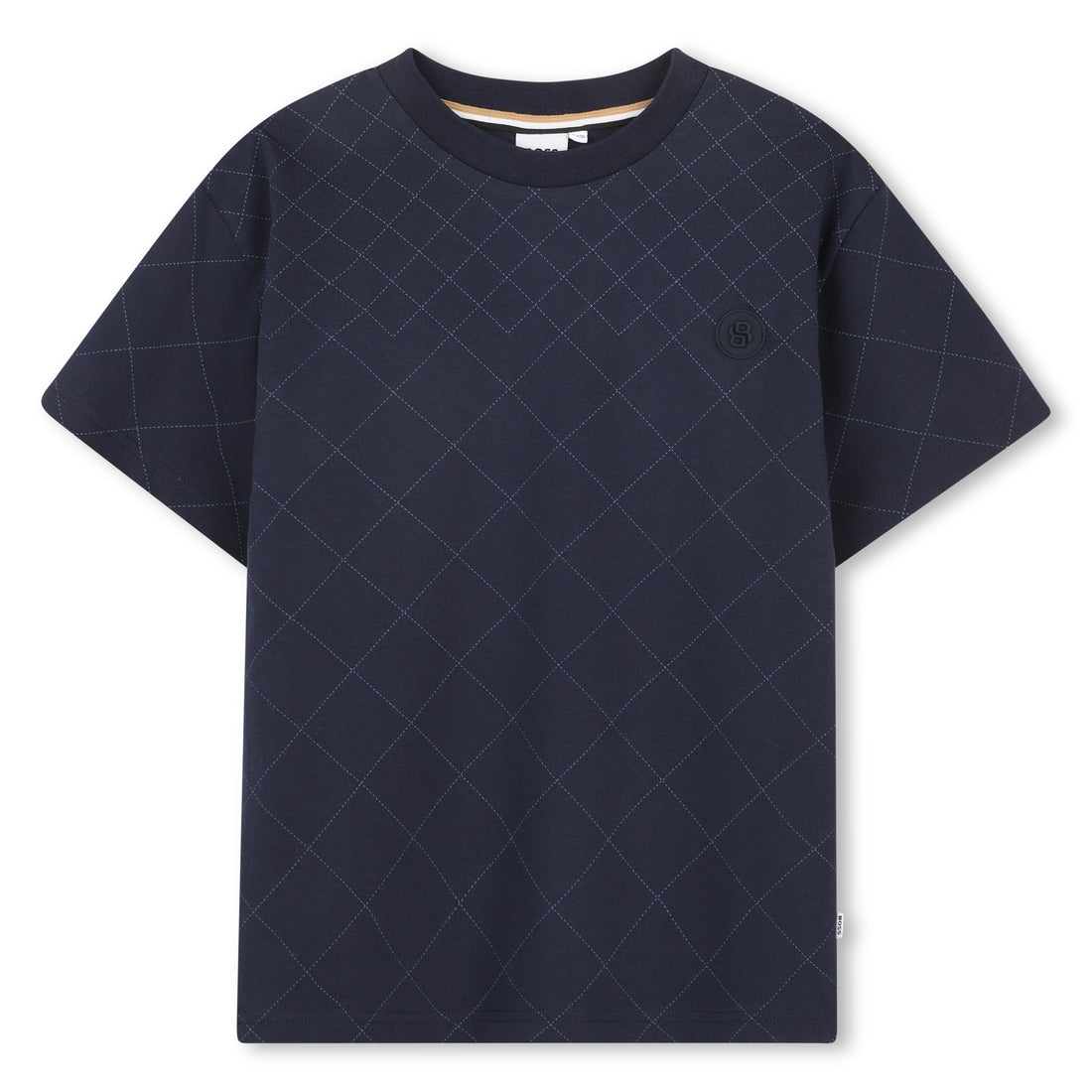 Quilted Effect Cotton Jersey Short Sleeve T Shirt Hugo Boss