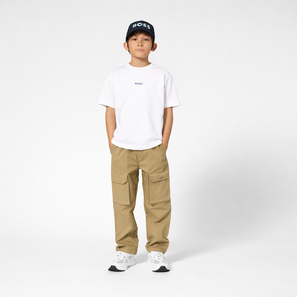 Boys Loose Fit Logo T-Shirt in White Hugo Boss