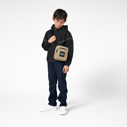 Boys Color-Block Hooded Windbreaker in Black Hugo Boss