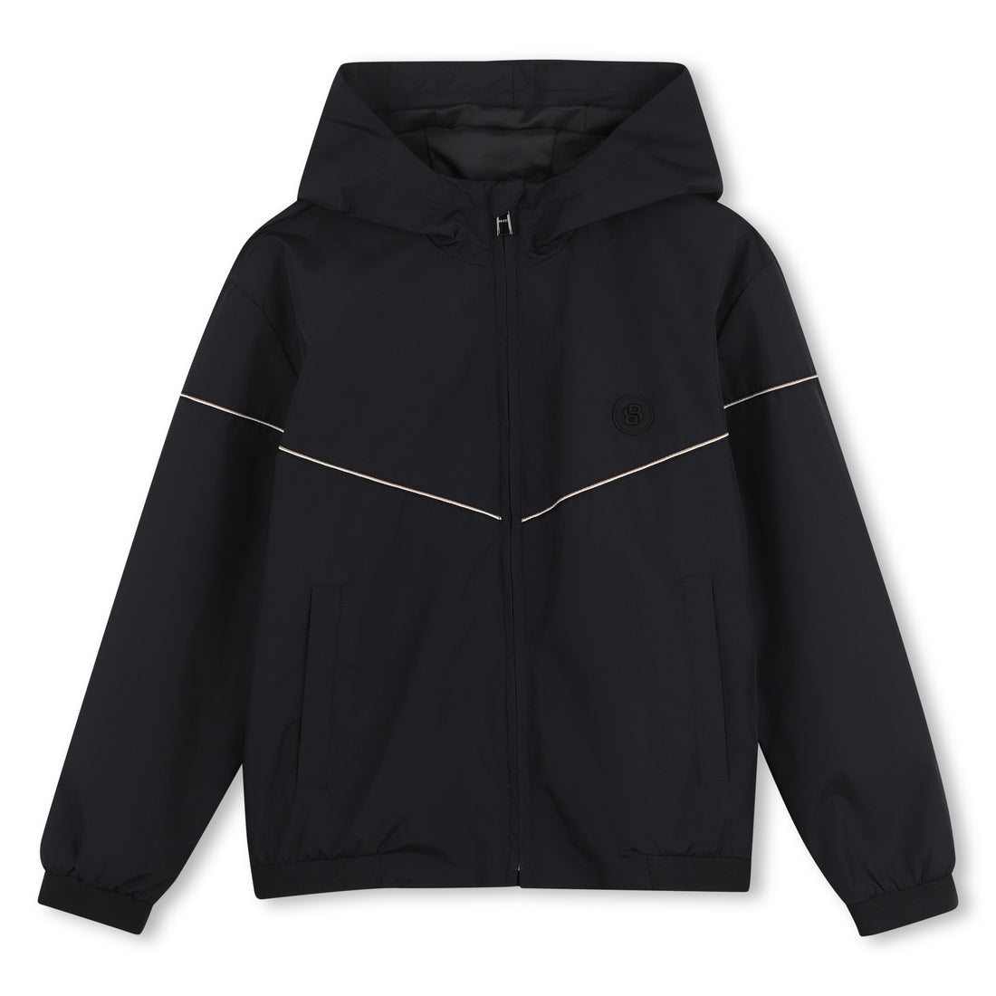 Boys Color-Block Hooded Windbreaker in Black Hugo Boss