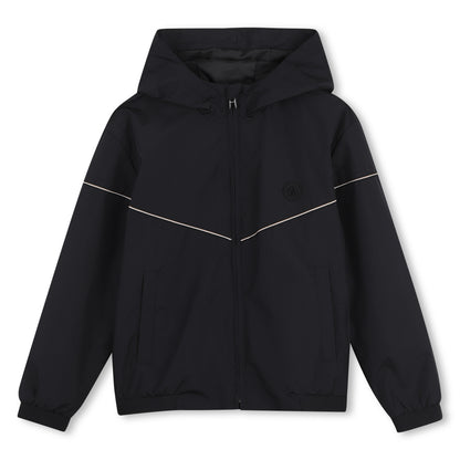 Boys Color-Block Hooded Windbreaker in Black Hugo Boss