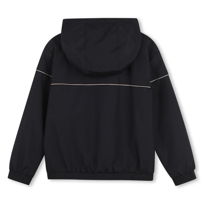 Boys Color-Block Hooded Windbreaker in Black Hugo Boss