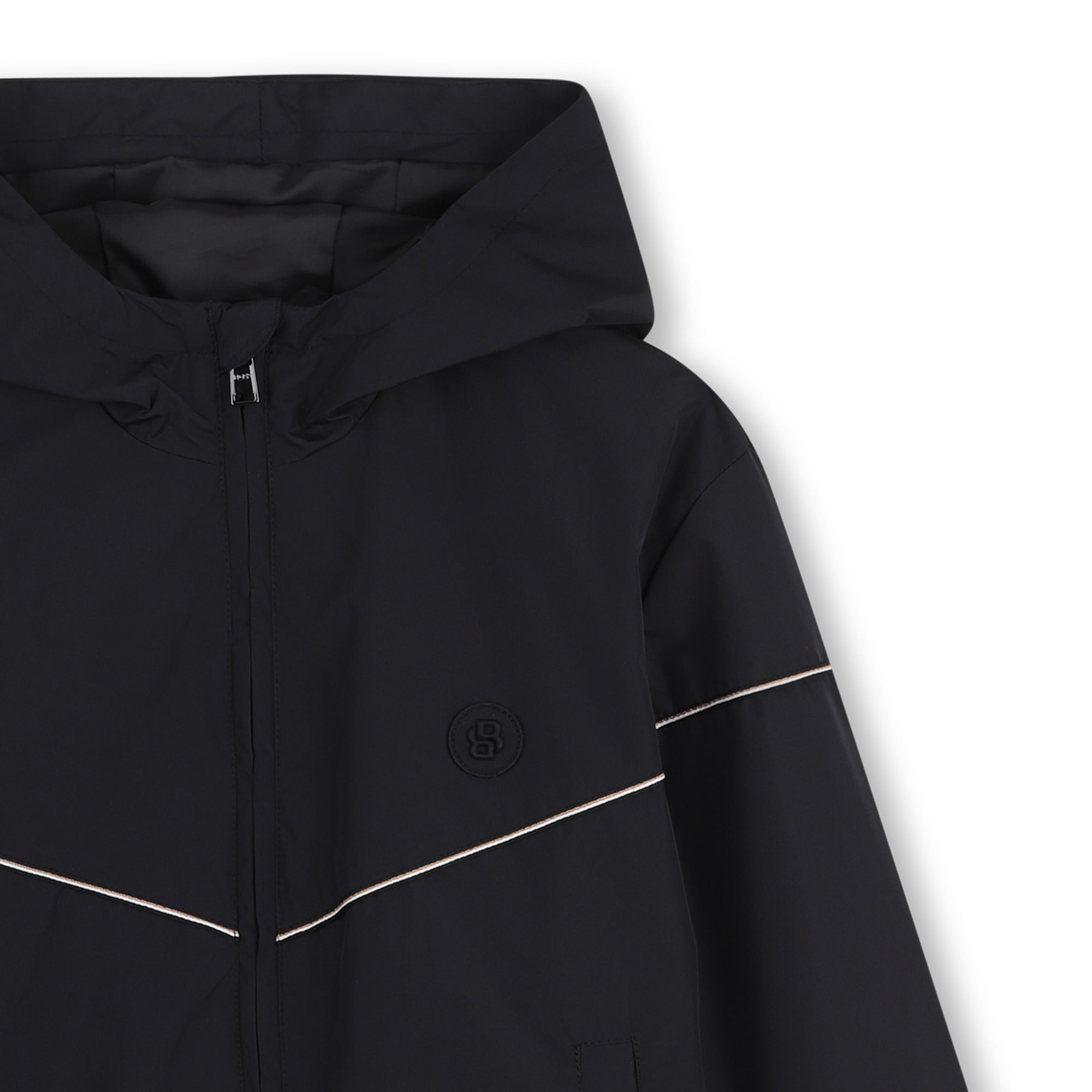 Boys Color-Block Hooded Windbreaker in Black Hugo Boss