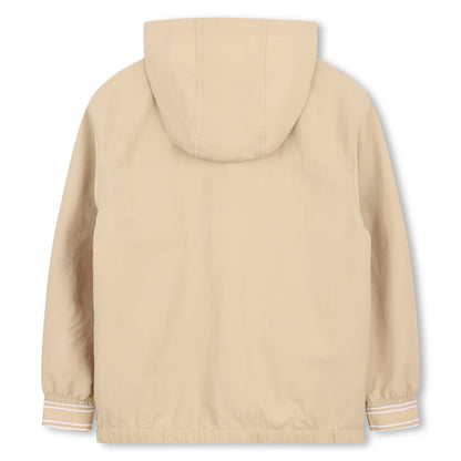 Boys Hooded Crinkle Jacket in Beige Hugo Boss