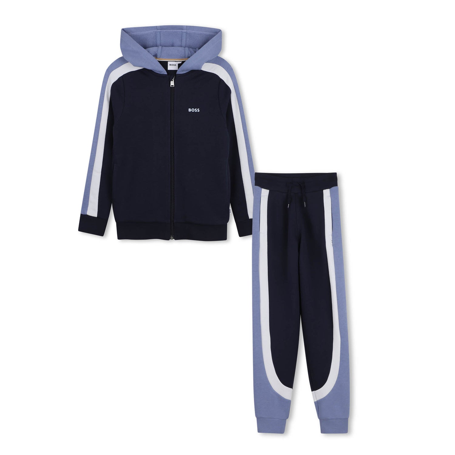 Boys Color-Block Fleece Tracksuit Set in Navy Hugo Boss