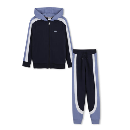 Boys Color-Block Fleece Tracksuit Set in Navy Hugo Boss