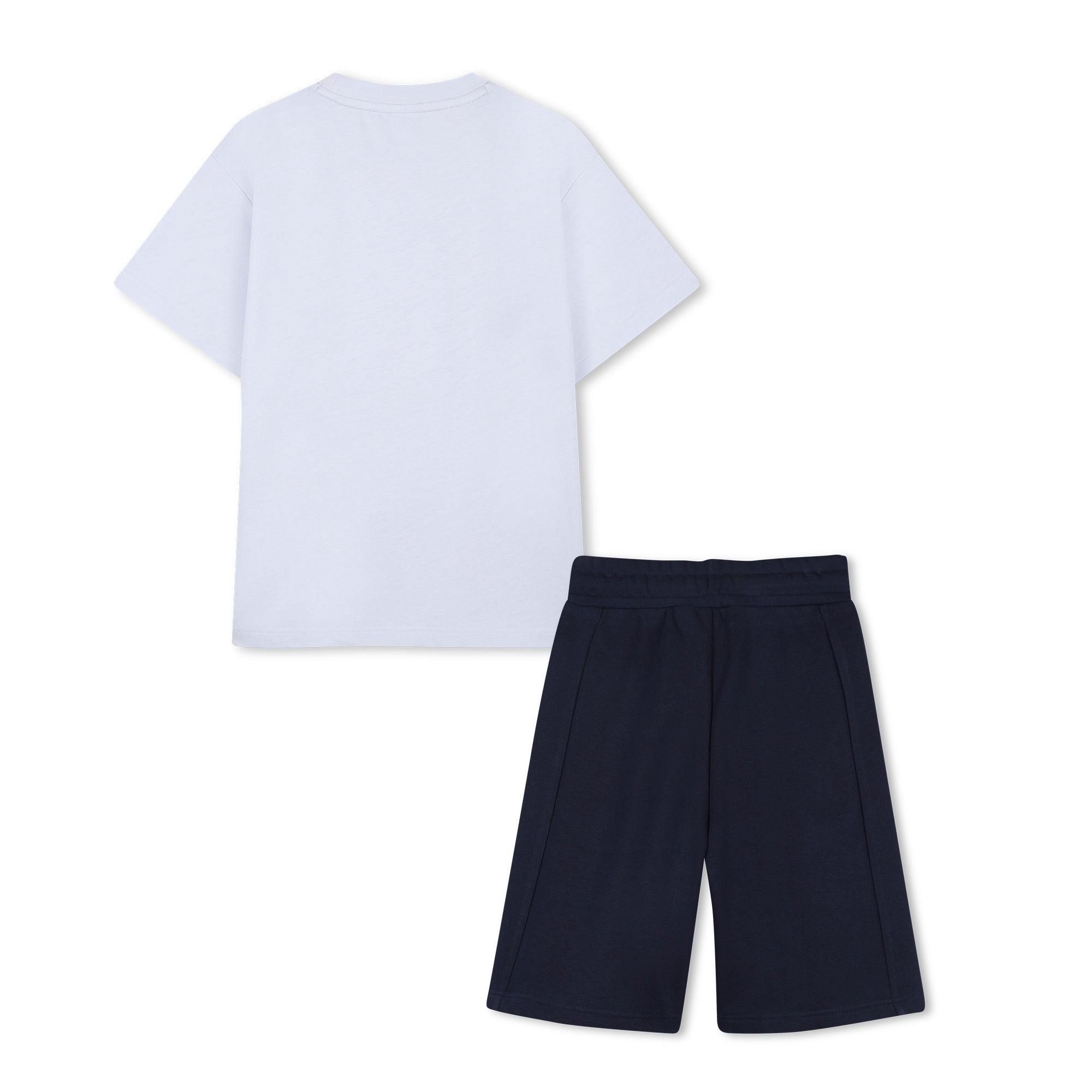 Boys Logo T-Shirt and Bermuda Shorts Set in White and Navy Hugo Boss