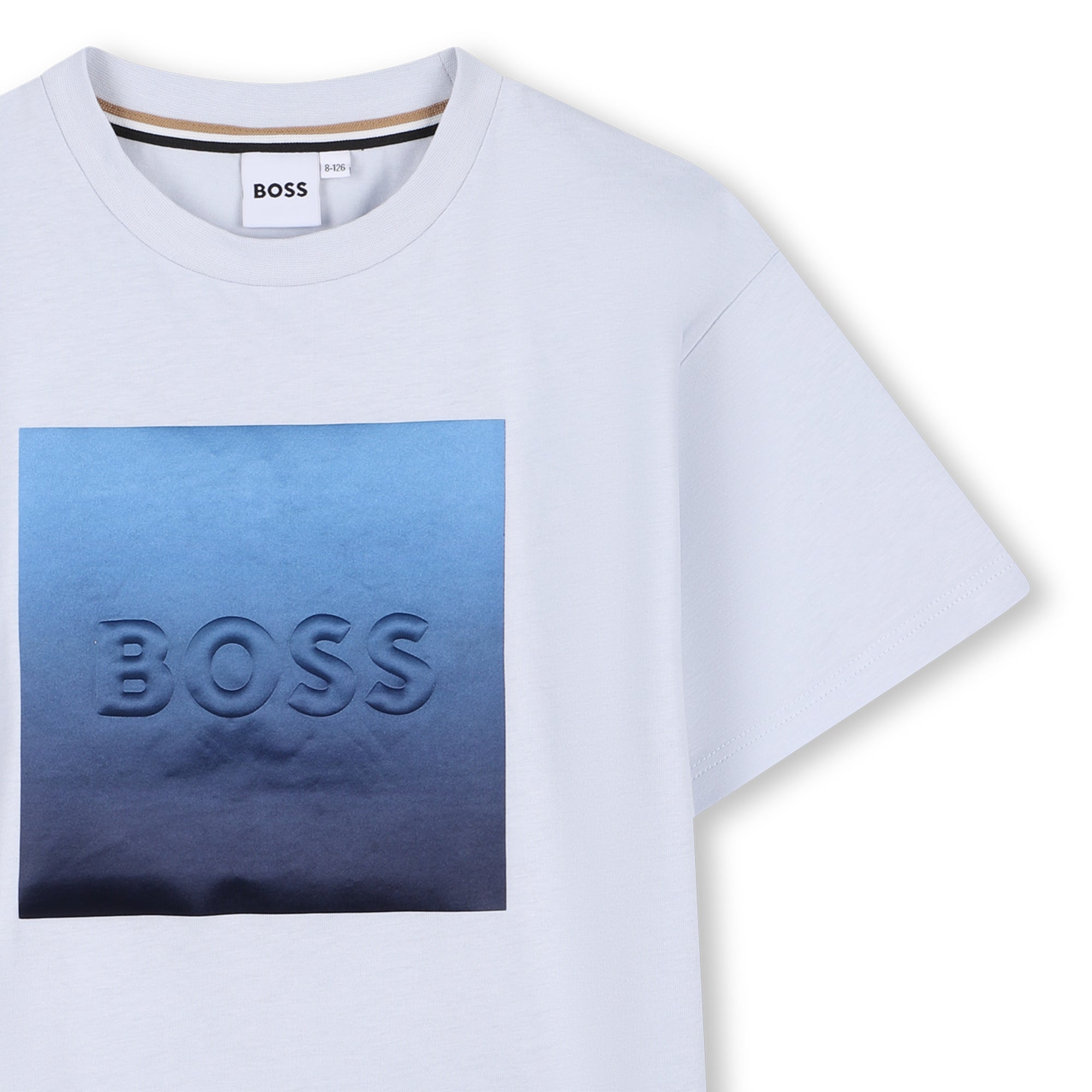 Boys Logo T-Shirt and Bermuda Shorts Set in White and Navy Hugo Boss