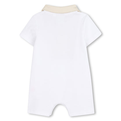Baby Polo Jumpsuit in White and Beige Hugo Boss