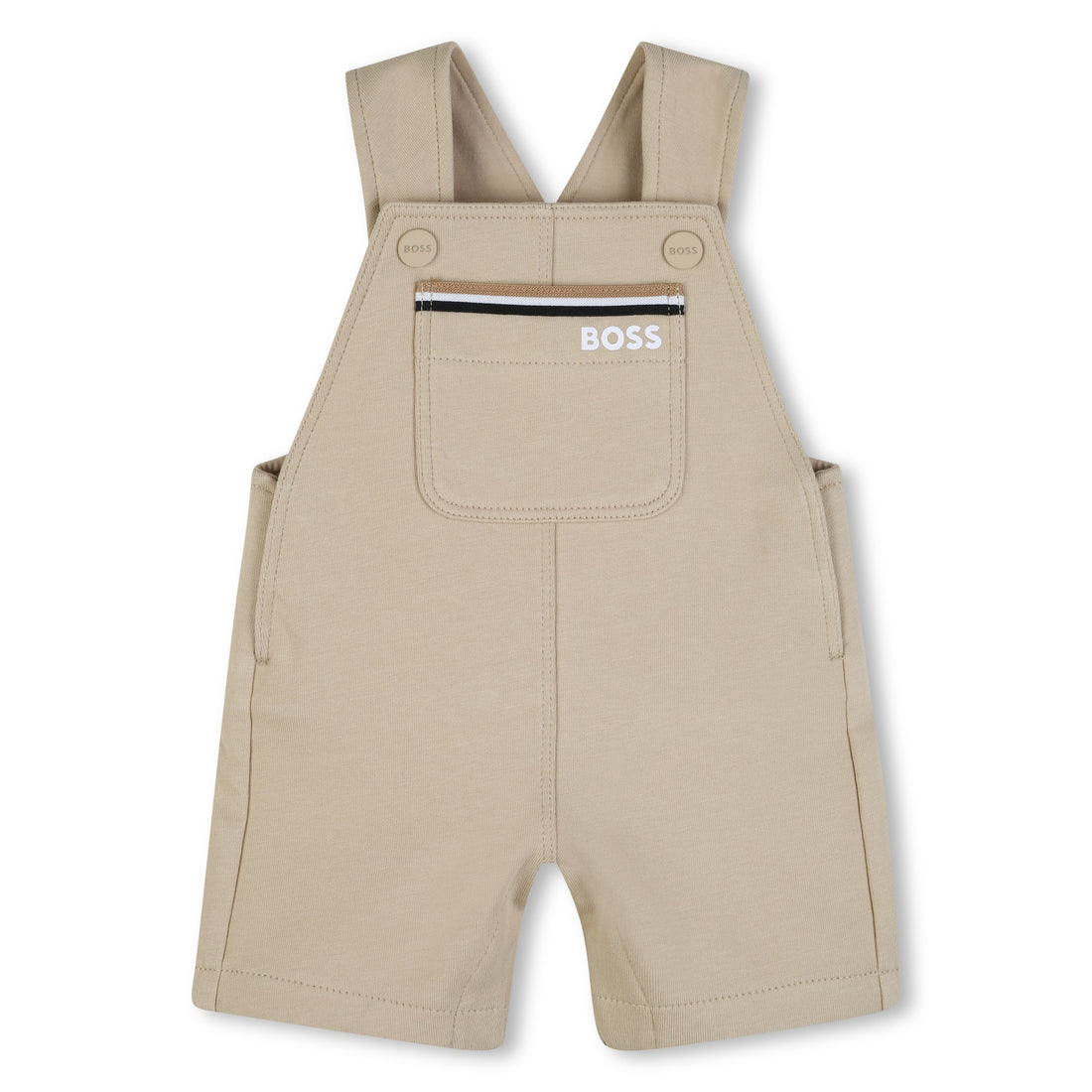Baby Cotton Jersey Short Overalls in Stone Hugo Boss