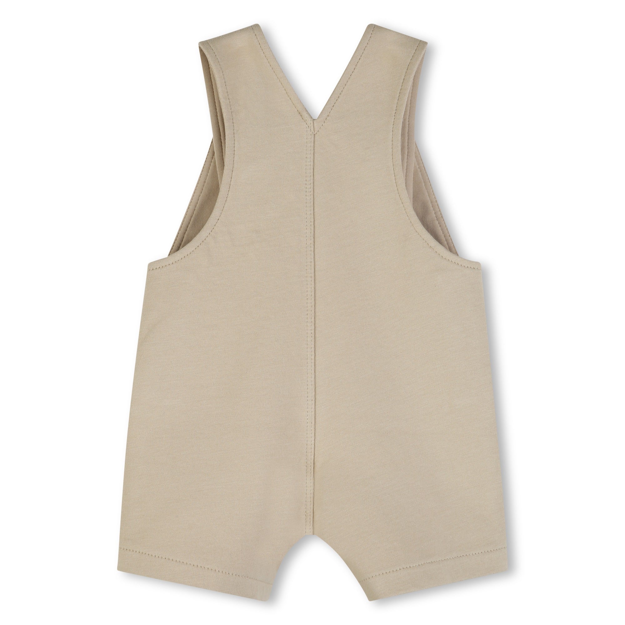 Baby Cotton Jersey Short Overalls in Stone Hugo Boss