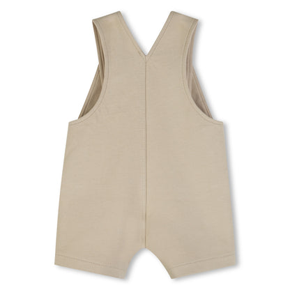 Baby Cotton Jersey Short Overalls in Stone Hugo Boss