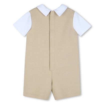 Baby "3-In-1 Effect" Ceremonial Jumpsuit in Beige and White Hugo Boss