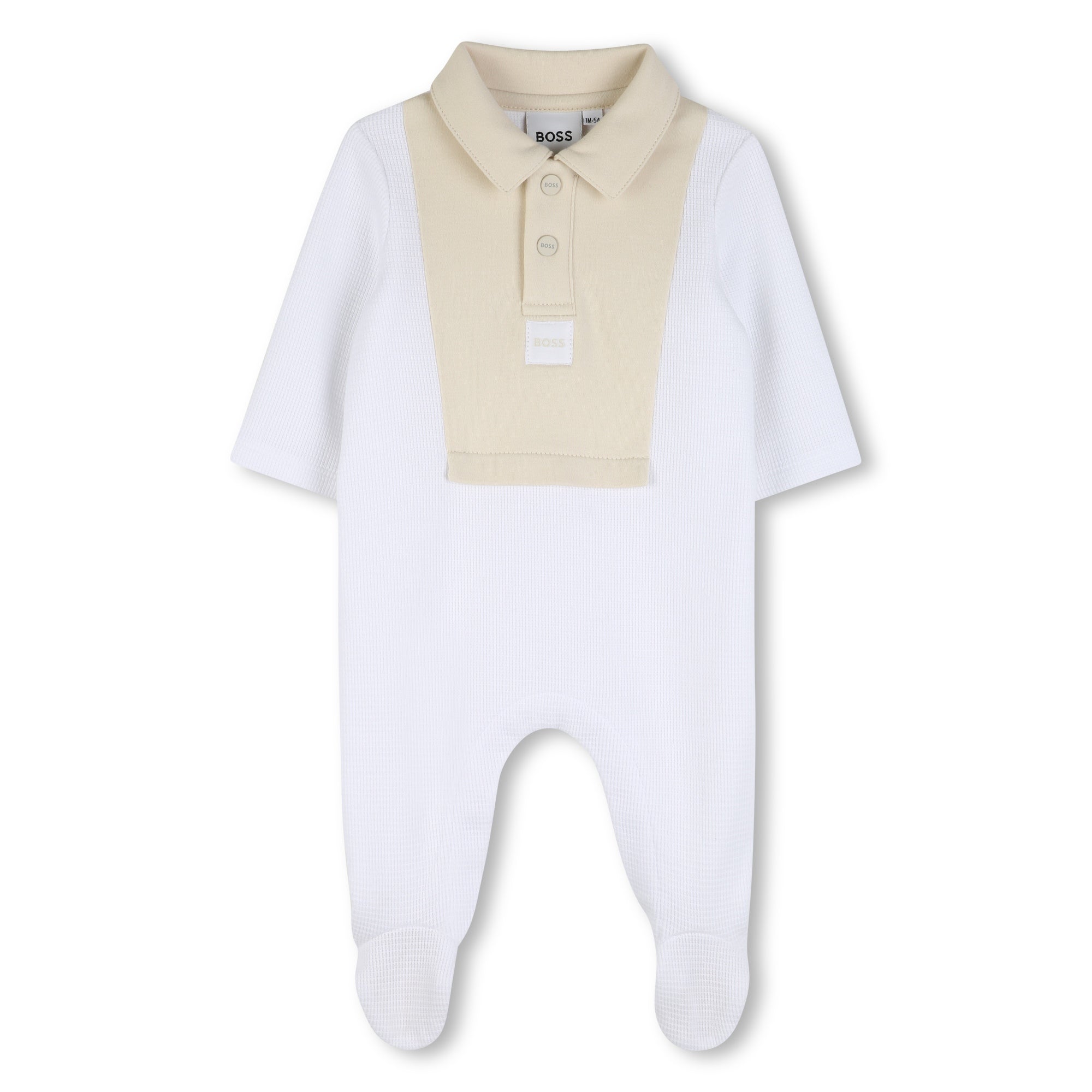 Baby Polo Pyjamas in White and Beige Hugo Boss