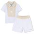 Baby Polo Shirt and Shorts Set in White and Beige Hugo Boss