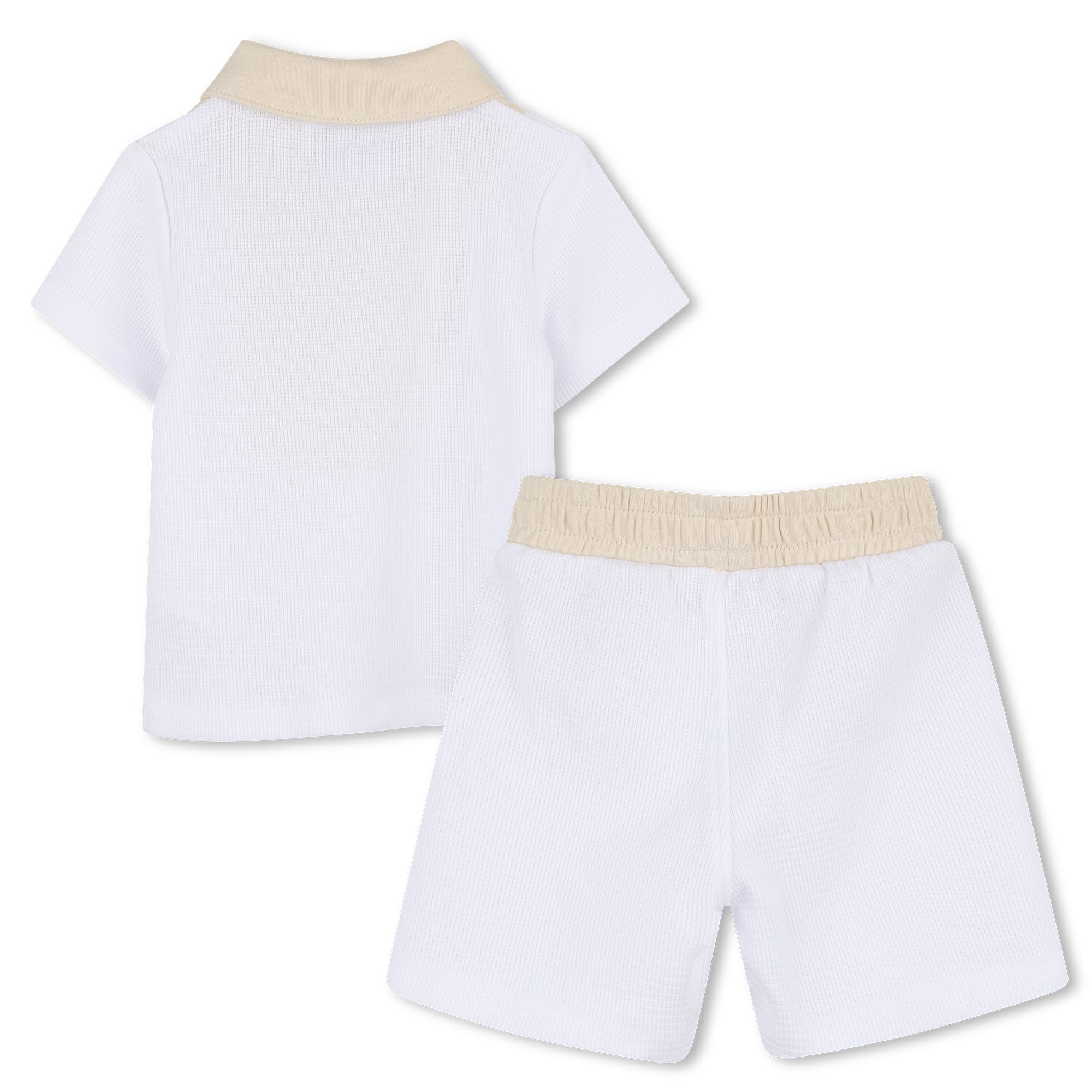 Baby Polo Shirt and Shorts Set in White and Beige Hugo Boss