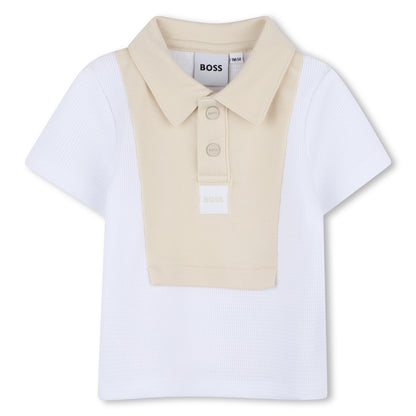 Baby Polo Shirt and Shorts Set in White and Beige Hugo Boss
