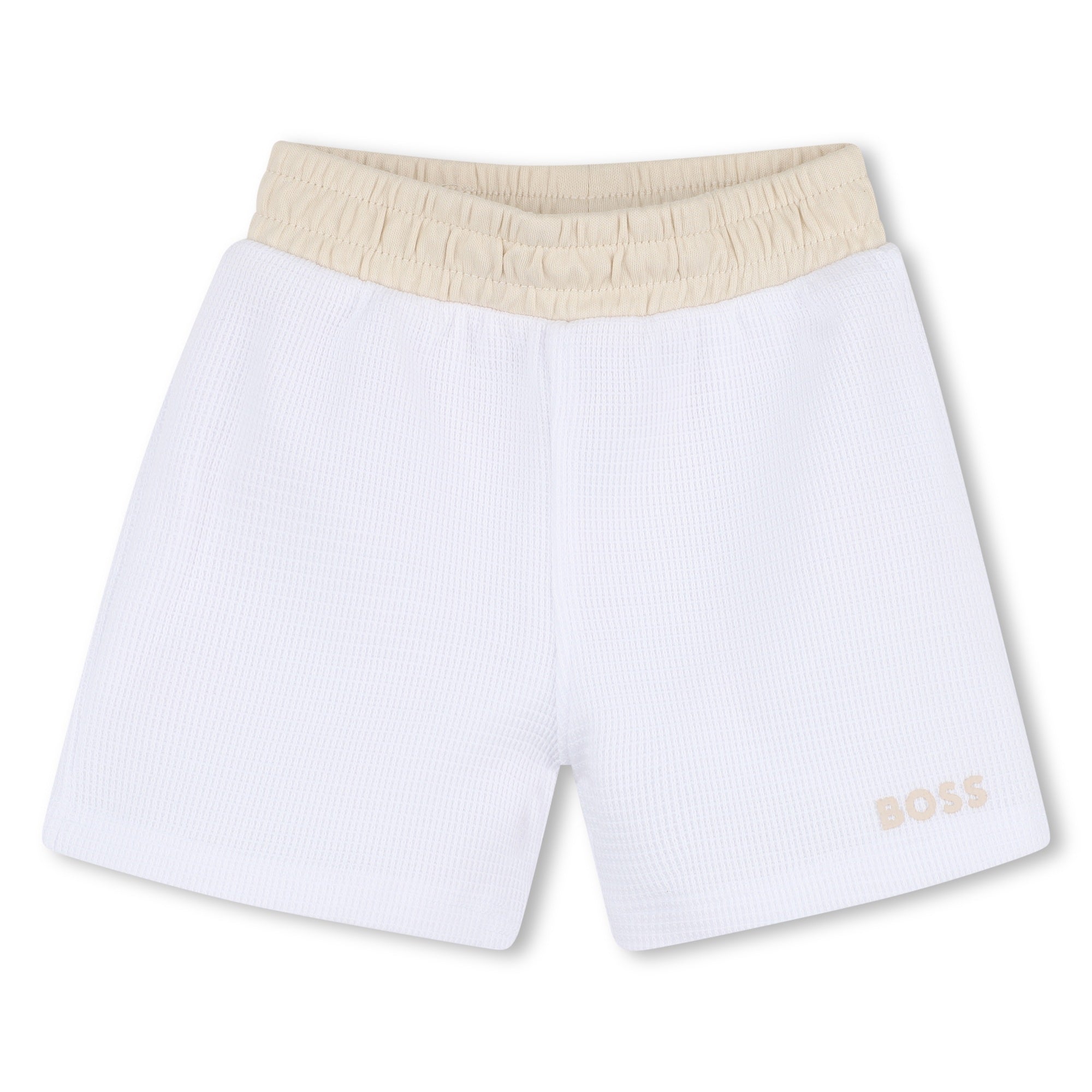 Baby Polo Shirt and Shorts Set in White and Beige Hugo Boss