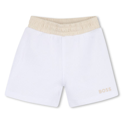 Baby Polo Shirt and Shorts Set in White and Beige Hugo Boss