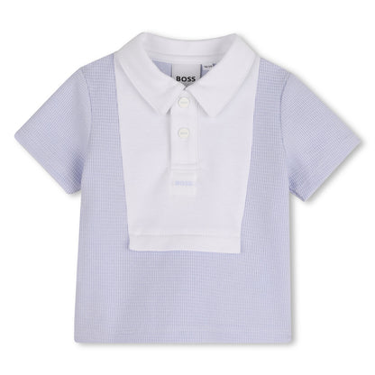 Baby Polo Shirt and Shorts Set in Light Blue and White Hugo Boss