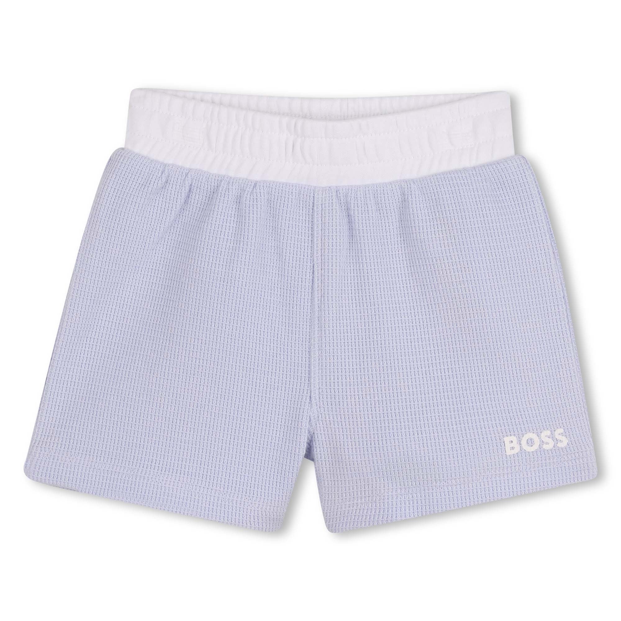 Baby Polo Shirt and Shorts Set in Light Blue and White Hugo Boss