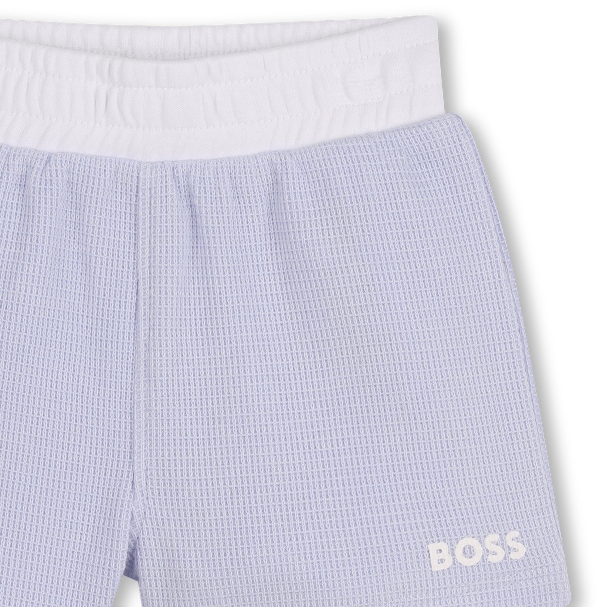 Baby Polo Shirt and Shorts Set in Light Blue and White Hugo Boss