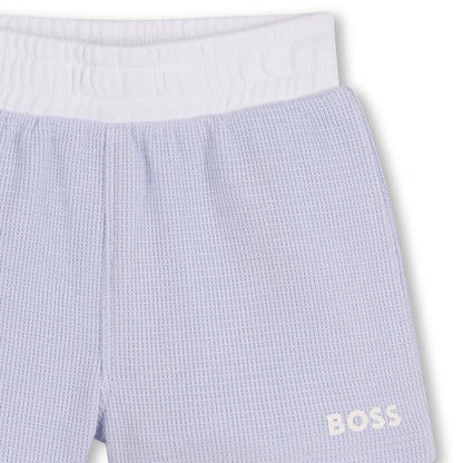 Baby Polo Shirt and Shorts Set in Light Blue and White Hugo Boss