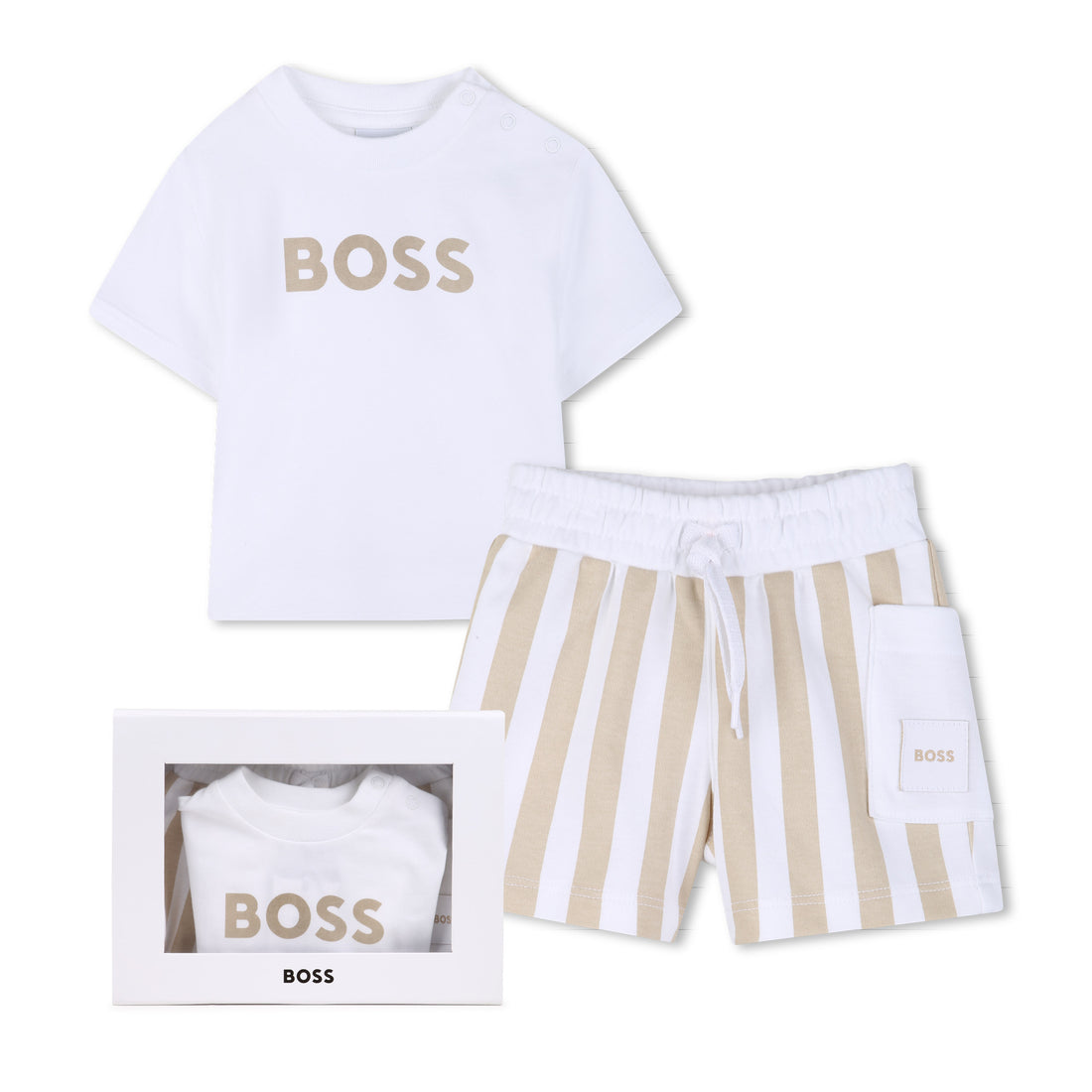 Organic Cotton T-Shirt &amp; Stripe Shorts Gift Set Hugo Boss
