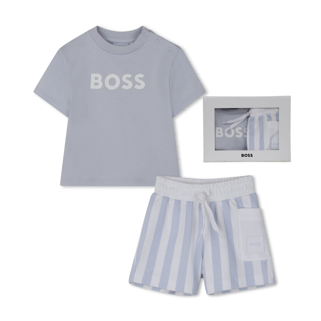 Organic Cotton T-Shirt &amp; Stripe Shorts Gift Set Hugo Boss