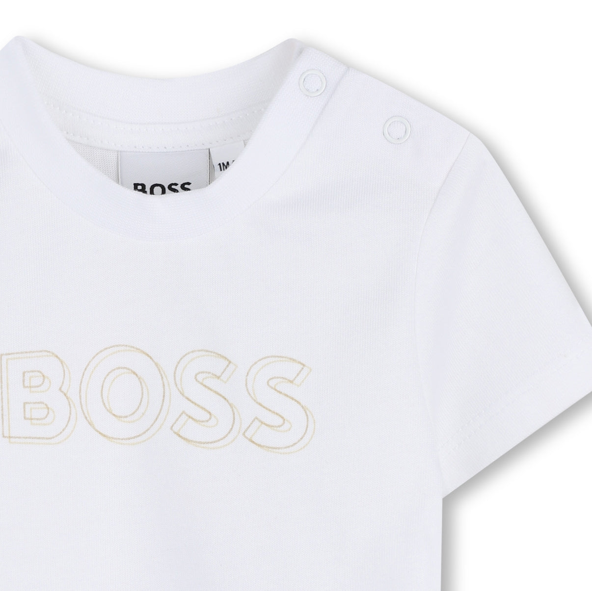 Baby Cardigan, T-Shirt, and Trousers Set in Beige and White Hugo Boss